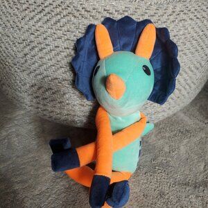 Huntington Home Throw Buddy Dinosaur Triceratops Blue Teal Orange Stuffed Animal